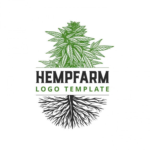 HAND DRAWN HEMP FARM LOGO TEMPLATE