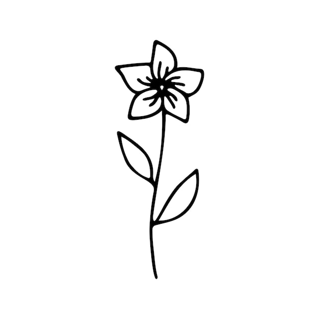 手描きのハーブの花のクリップアート一行落書きベクトル