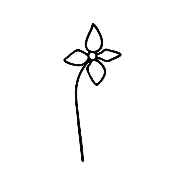 Hand drawn herbal floral clipart one line doodle vector