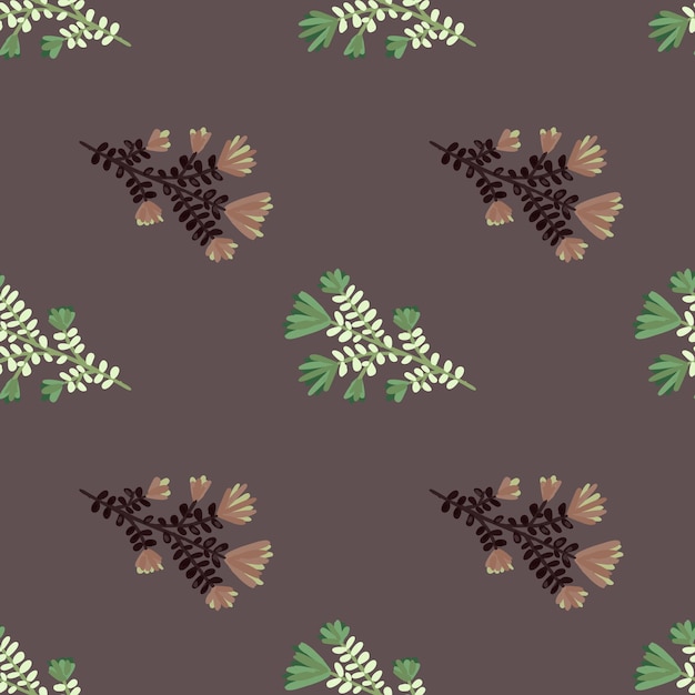 Hand drawn herbal seamless pattern Freehand organic background Decorative forest flower endless wallpaper