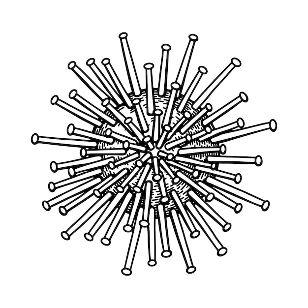 白い背景に分離された手描きのヘルペス ウイルス