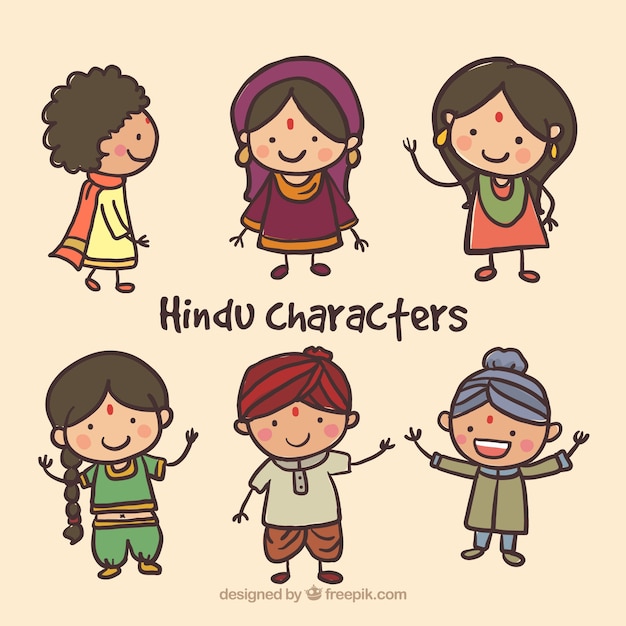 Hand drawn hindu characters