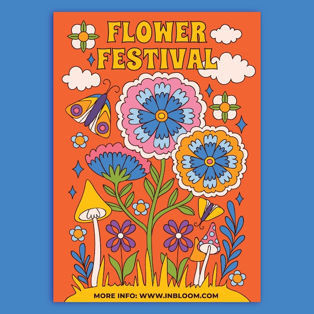 hand drawn hippie market poster template