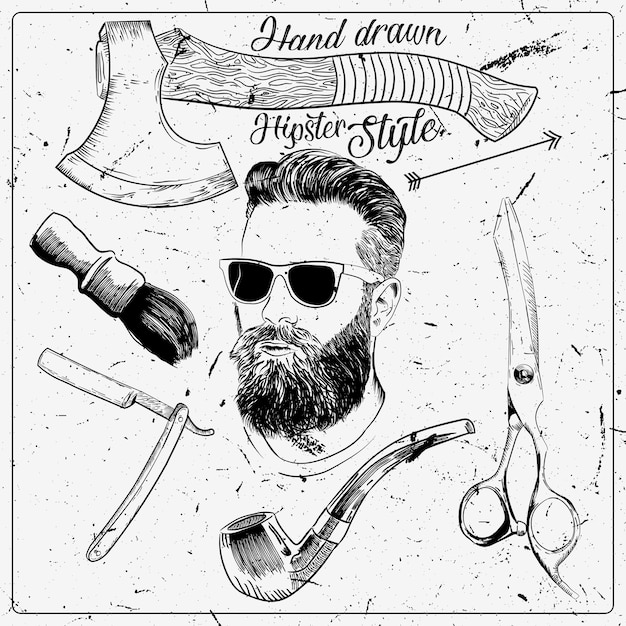 Hand drawn hipster elements