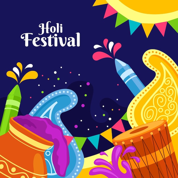 Hand drawn holi festival