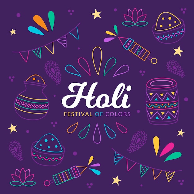 Festival di holi disegnato a mano