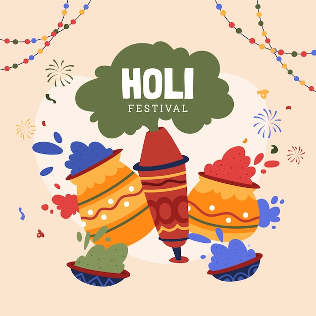 Vettore illustrazione di holi disegnata a mano