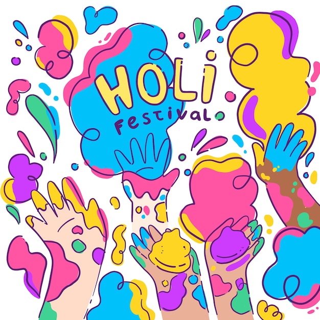 Vettore illustrazione di holi disegnata a mano