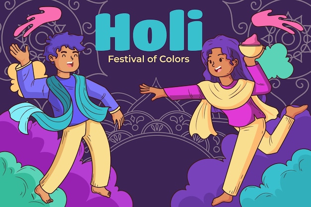 Vettore illustrazione di holi disegnata a mano