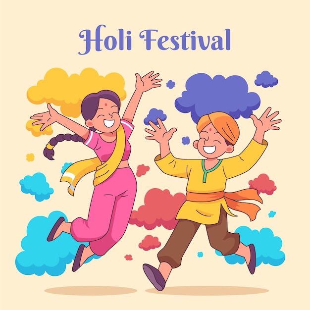 Vettore illustrazione di holi disegnata a mano