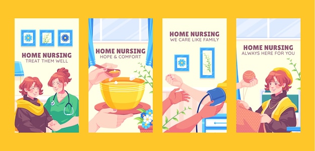 Vector hand drawn home nursing template