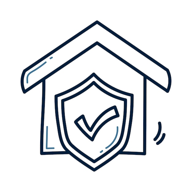 Hand drawn Home Protect doodle line illustration Home Protect doodle icon vector