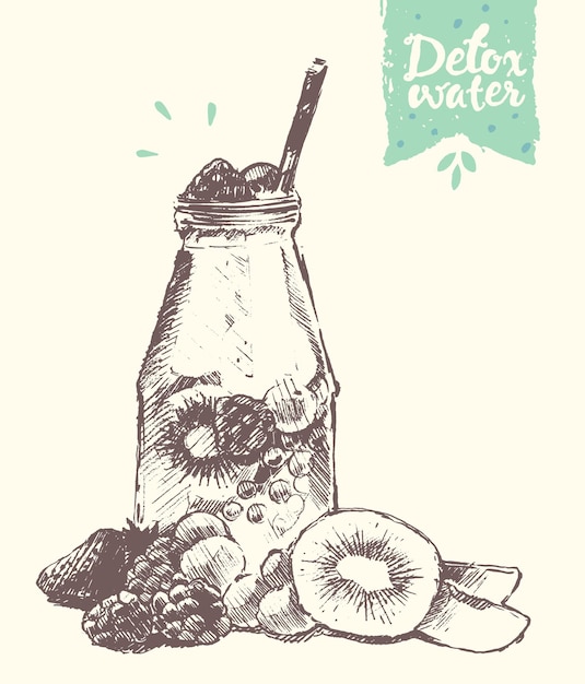 Hand drawn homemade lemonade, vector illustration, sketch