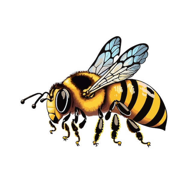 Vector hand drawn honey bee cartoon illustration vector design