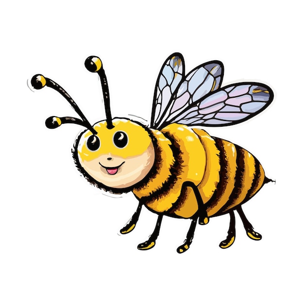 Hand drawn honey bee cartoon illustration vector design