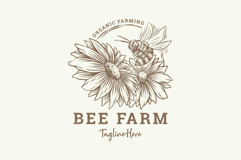 Premium Vector | Hand drawn honey bee with flowers