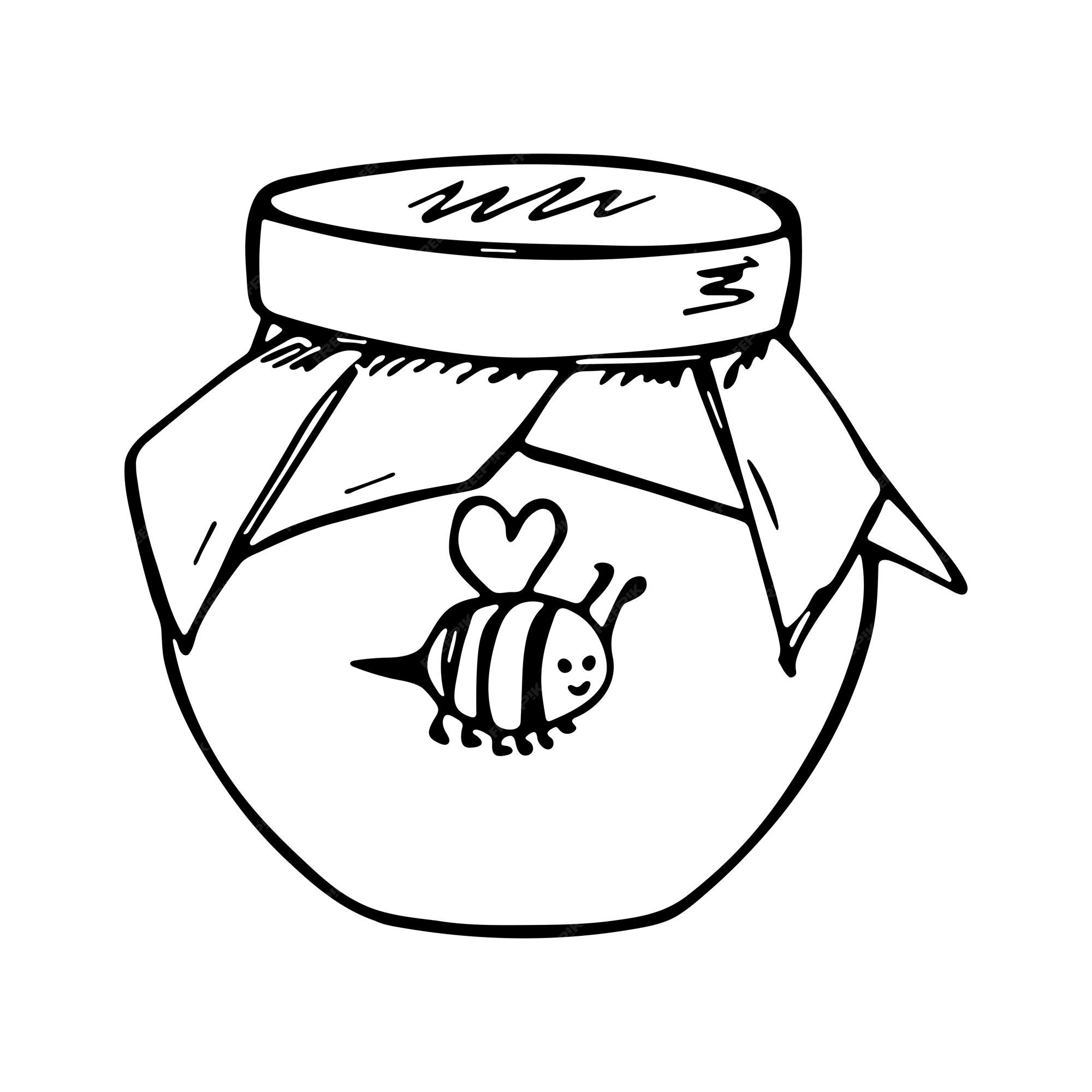 Premium Vector | Hand drawn honey jar clipart healthy natural organic