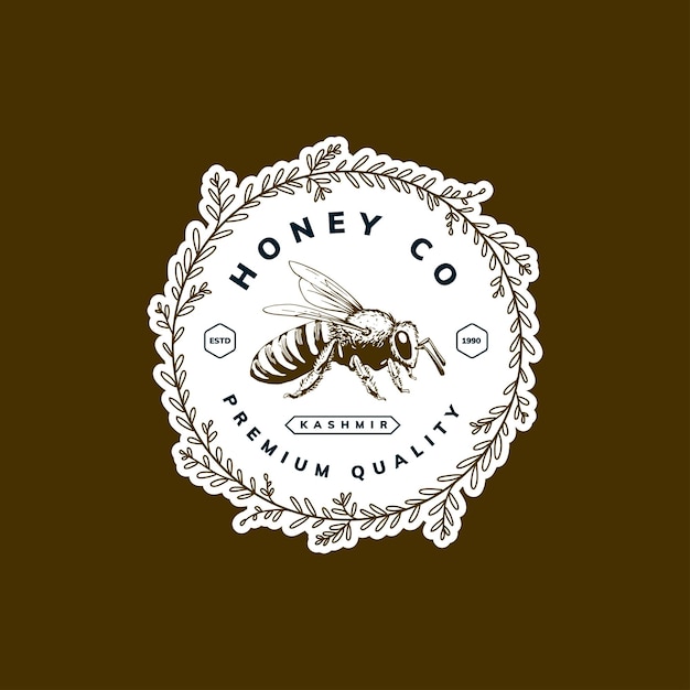 Vector hand drawn honey logo design