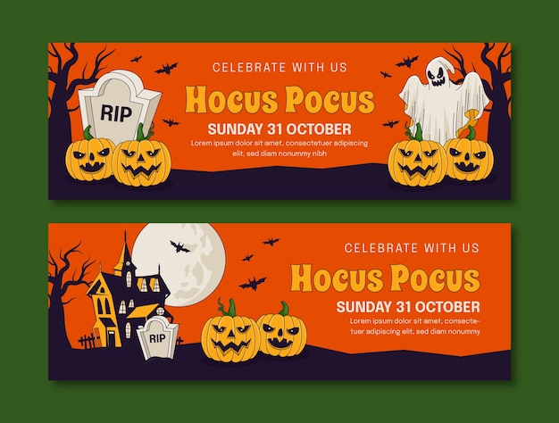 Hand drawn horizontal banner template for halloween season celebration