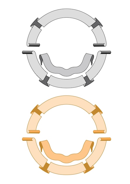 Bandiere orizzontali disegnate a mano impostate con elementi di decorazione di nastri in stile retrò isolati illustrazione vettoriale