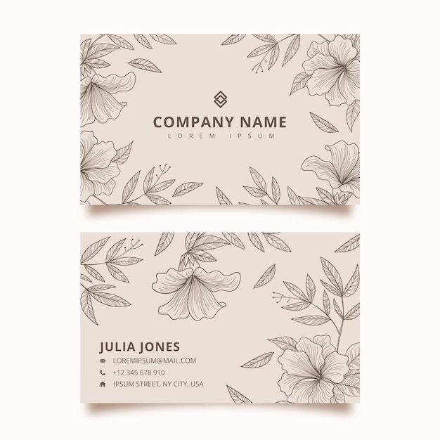 hand drawn horizontal business card