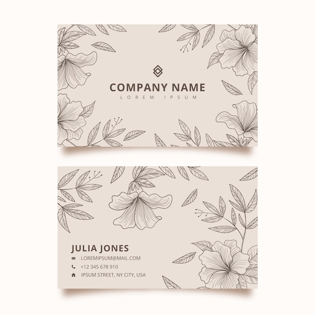 Vector hand drawn horizontal business card