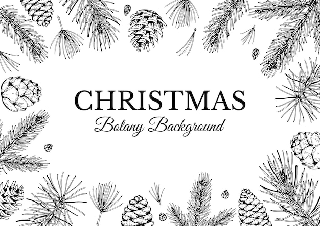 Hand drawn horizontal Christmas and New Year design