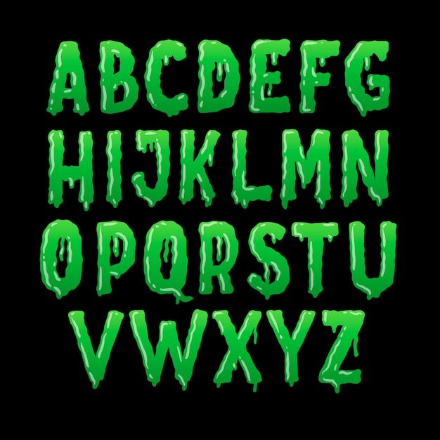 Vector hand drawn horror font alphabet