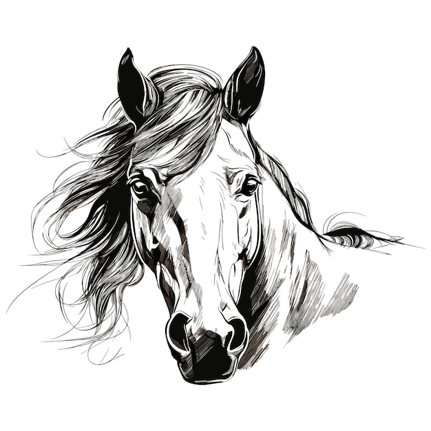 Vector hand drawn horse vector illustration