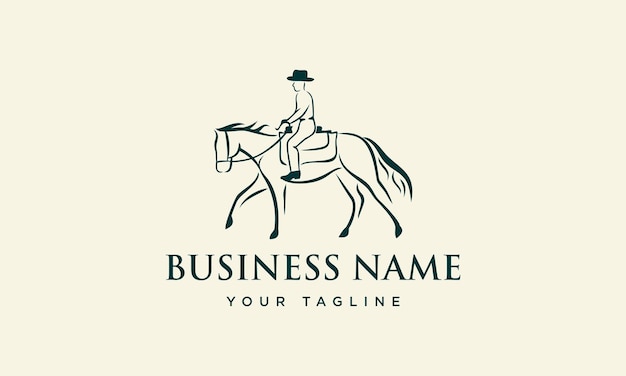 Hand drawn horseman logo design