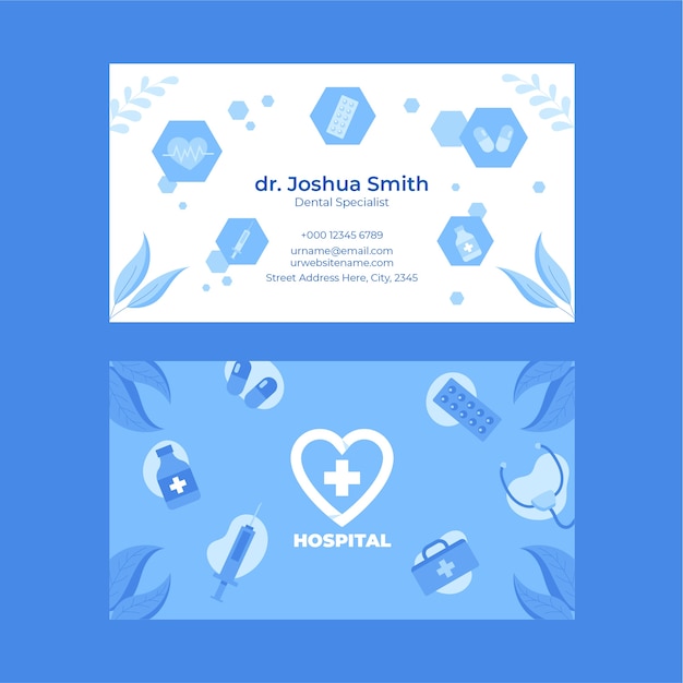 Vector hand drawn hospital horizontal business card