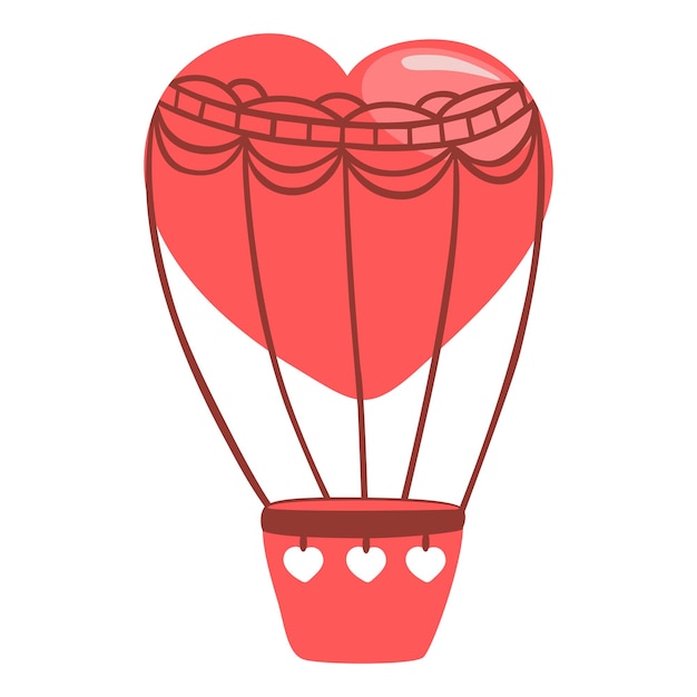 Hand drawn hot air ballons with hearts. happy valentines day. vector doodle sketch illustration isolated on white background.