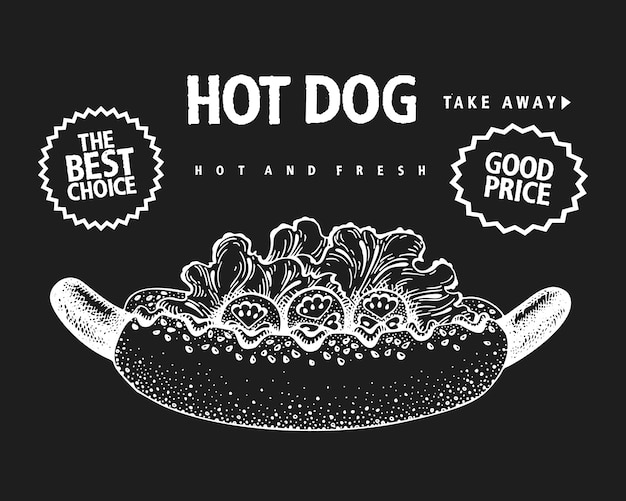 Hand drawn hot dog banner.