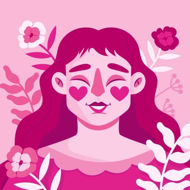 Vector hand drawn hot pink illustration