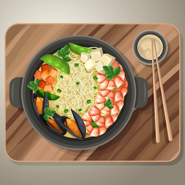 Vector hand-drawn hot pot illustration