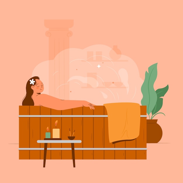 Vector hand drawn hot tub illustration