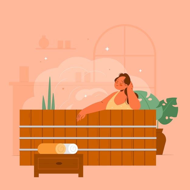 Hand drawn hot tub illustration