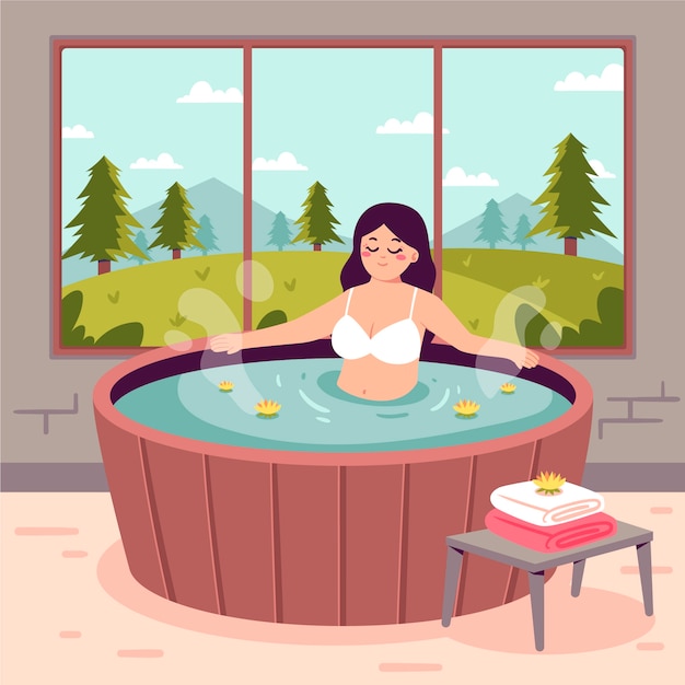 Vector hand drawn hot tub illustration