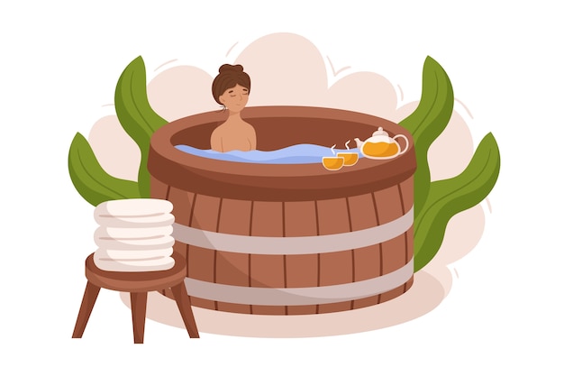 Hand drawn hot tub illustration