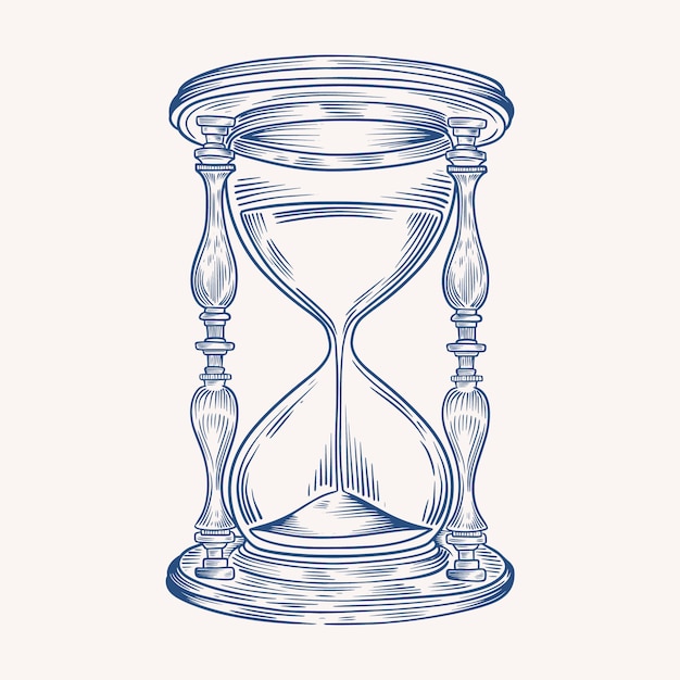 Vector hand drawn hourglass drawing illustration