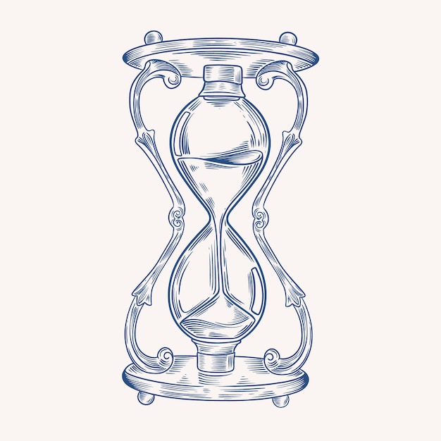 Vector hand drawn hourglass drawing illustration