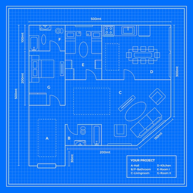 hand drawn house blueprint illustration