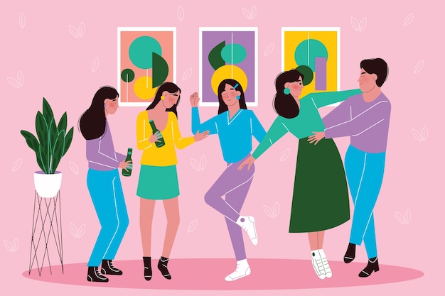 손으로 그린 하우스 파티 그림