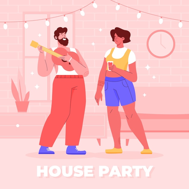 Hand drawn house party illustration