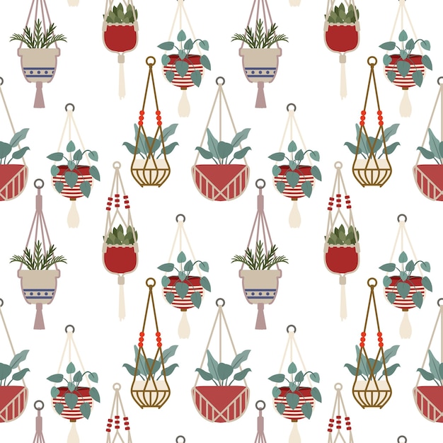 Vector hand drawn house plant pattern