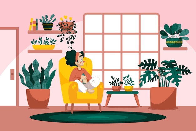 Vector hand drawn house plants  illustration