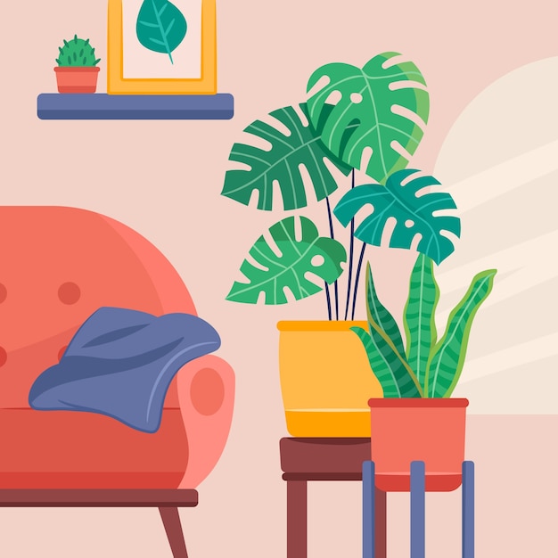 Vector hand drawn house plants illustration