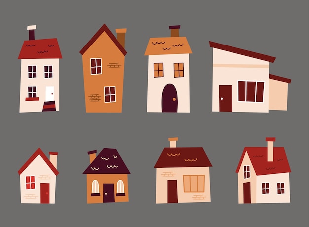 hand drawn houses vector concept illustration