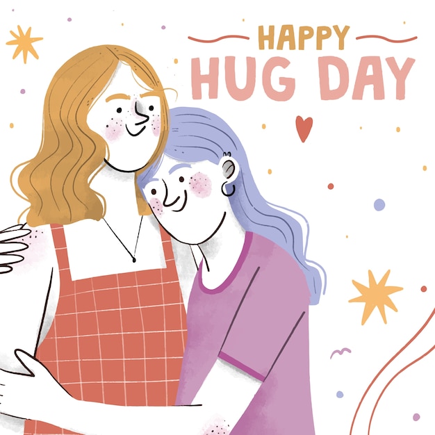 Hand drawn hug day illustration