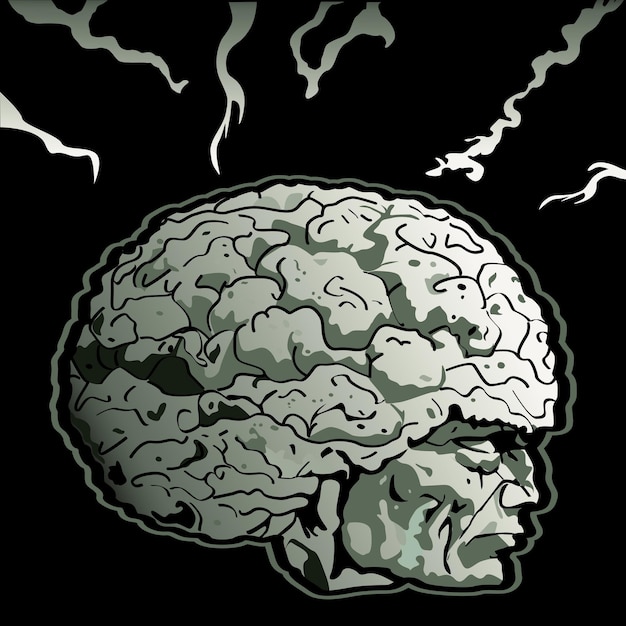 ベクトル 手で描かれた人間の脳